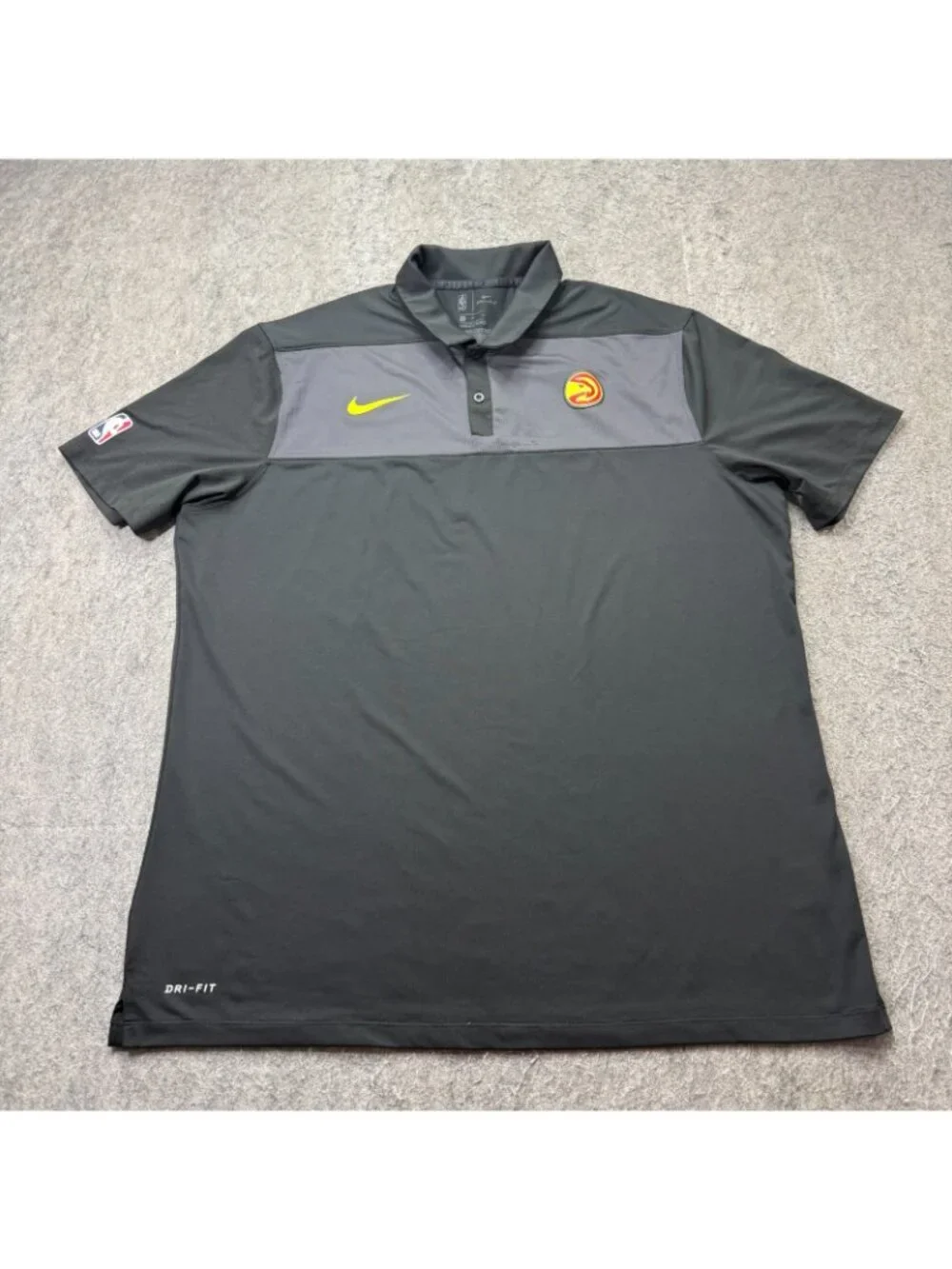 Atlanta Hawks Nike Polo Shirt Men XL Black Gray Performance Stretch DRI-FIT